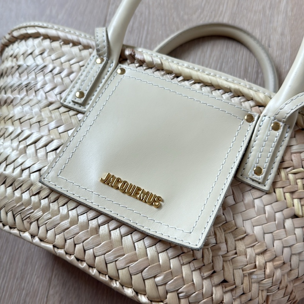 Jacquemus Le Petit Panier Soli Wicker Top Handle Bag broken piece on back!! - Picture 16 of 17